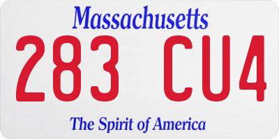 MA license plate 283CU4