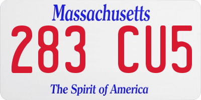 MA license plate 283CU5