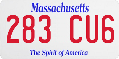 MA license plate 283CU6
