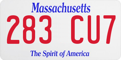 MA license plate 283CU7