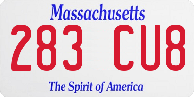 MA license plate 283CU8