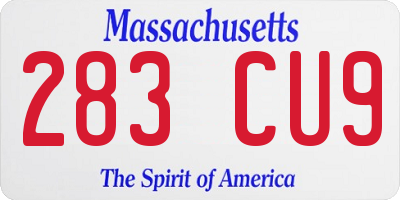 MA license plate 283CU9