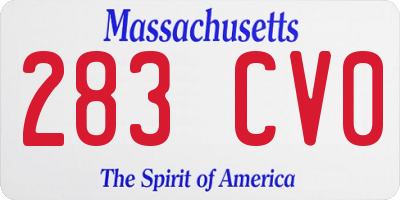 MA license plate 283CV0