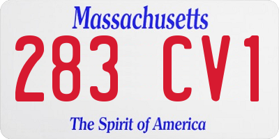 MA license plate 283CV1