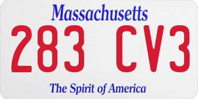 MA license plate 283CV3