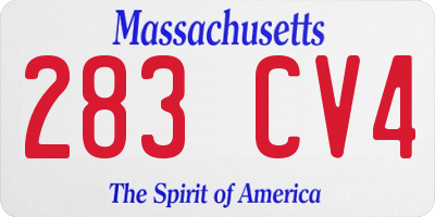 MA license plate 283CV4