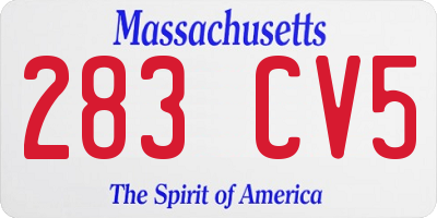 MA license plate 283CV5