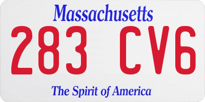 MA license plate 283CV6