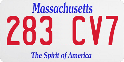 MA license plate 283CV7