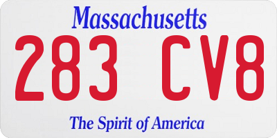 MA license plate 283CV8