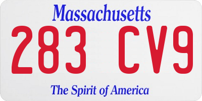 MA license plate 283CV9