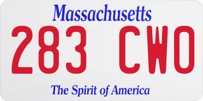 MA license plate 283CW0