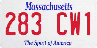 MA license plate 283CW1