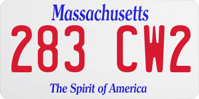 MA license plate 283CW2