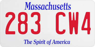 MA license plate 283CW4