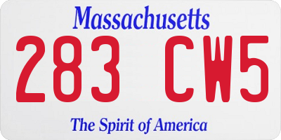 MA license plate 283CW5