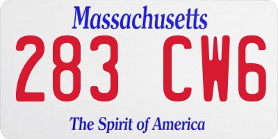 MA license plate 283CW6