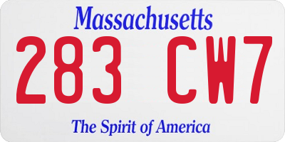 MA license plate 283CW7