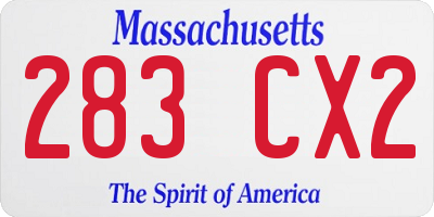 MA license plate 283CX2