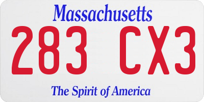 MA license plate 283CX3