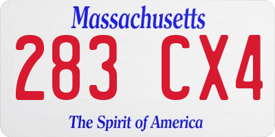 MA license plate 283CX4