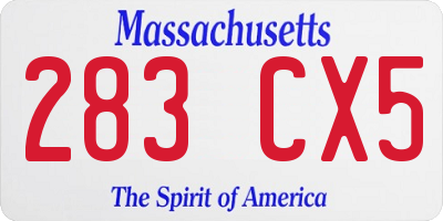 MA license plate 283CX5