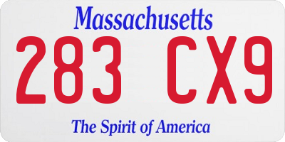 MA license plate 283CX9