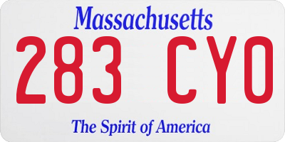 MA license plate 283CY0
