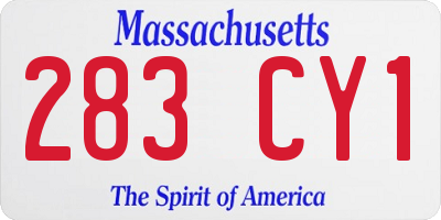 MA license plate 283CY1
