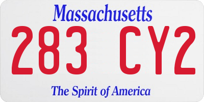 MA license plate 283CY2