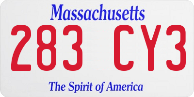 MA license plate 283CY3