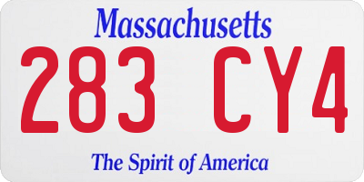 MA license plate 283CY4