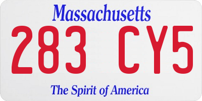 MA license plate 283CY5