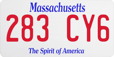 MA license plate 283CY6