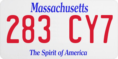 MA license plate 283CY7