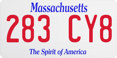 MA license plate 283CY8