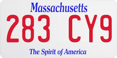 MA license plate 283CY9
