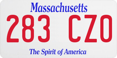 MA license plate 283CZ0