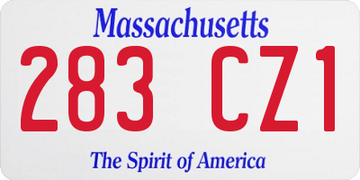 MA license plate 283CZ1