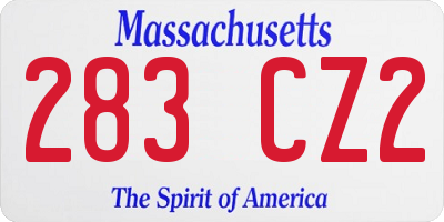 MA license plate 283CZ2
