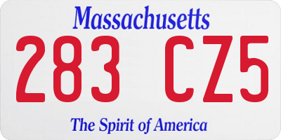 MA license plate 283CZ5