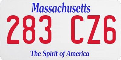 MA license plate 283CZ6