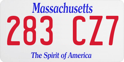 MA license plate 283CZ7