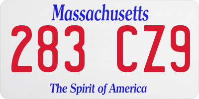 MA license plate 283CZ9