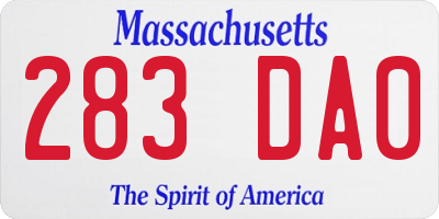 MA license plate 283DA0