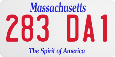 MA license plate 283DA1