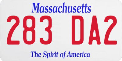 MA license plate 283DA2