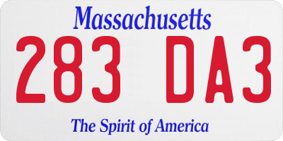 MA license plate 283DA3