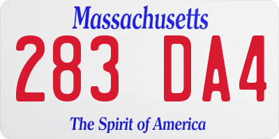 MA license plate 283DA4