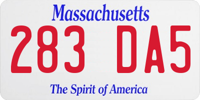 MA license plate 283DA5